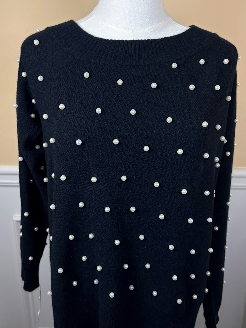 🖤 Charter Club Luxury 100% Cashmere Pearl Sweater XL Black NWT